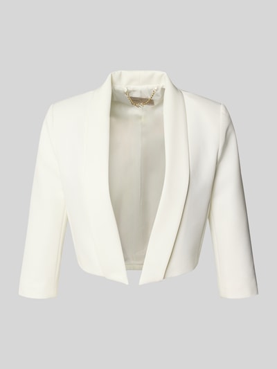 Produktfoto, Blazer mit 3/4-Arm und offener Front von Rinascimento, biały kolor, prosty fason, materiał z dodatkiem stretchu, długość tyłu w rozmiarze S: 39 cm, fason taliowany