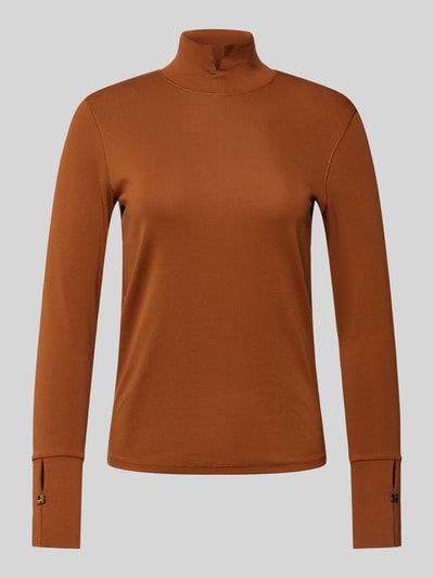 Marc Cain Shirt met lange mouwen en opstaande kraag Cognac - 2