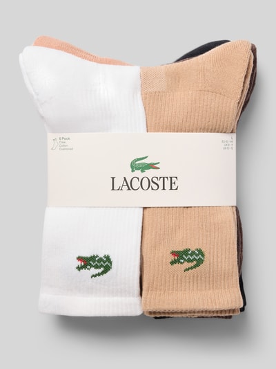 Produktfoto, Socken aus Baumwoll-Mix im 6er-Pack von Lacoste für Herren, verschiedene neutrale Farben, glatte und gerippte Textur