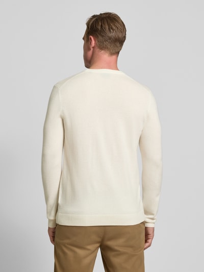 Christian Berg Men Sweter z kaszmiru o kroju regular fit z okrągłym dekoltem Złamany biały melanż 5