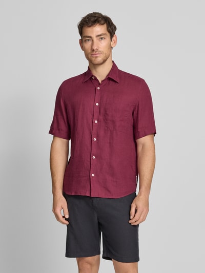 Marc O'Polo Regular Fit Freizeithemd aus reinem Leinen Dunkelrot 4