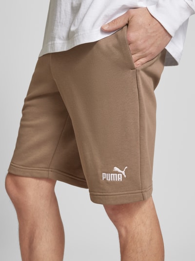 PUMA PERFORMANCE Regular fit sweatshorts met labelstitching Taupe - 3