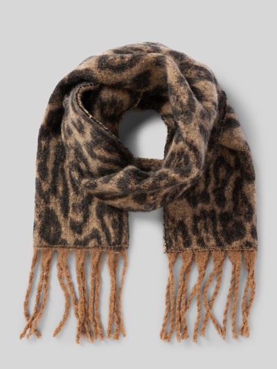 Kurt Beines Schal im Animal-Look mit Fransen Modell 'Cool Leo' Camel 1