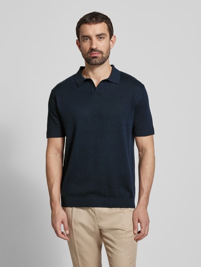 SELECTED HOMME Poloshirt met V-hals, model 'MATTIS' Donkerblauw - 4