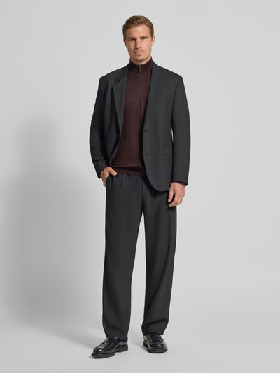 MCNEAL Slim fit gebreid jack van viscosemix met ritssluiting Chocoladebruin gemêleerd - 1