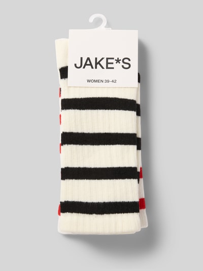 Jake*s Casual Socken aus Baumwoll-Mix mit Logo-Stitching im 2er-Pack Offwhite 3