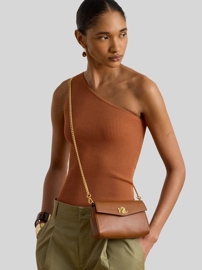 Lauren Ralph Lauren Schoudertas van echt leer met afneembare draagketting Cognac - 1