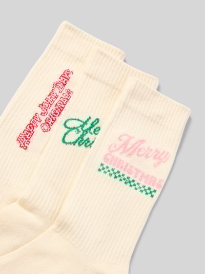 Jack & Jones Socken mit geripptem Abschluss Modell 'XMAS' im 3er-Pack Offwhite 2