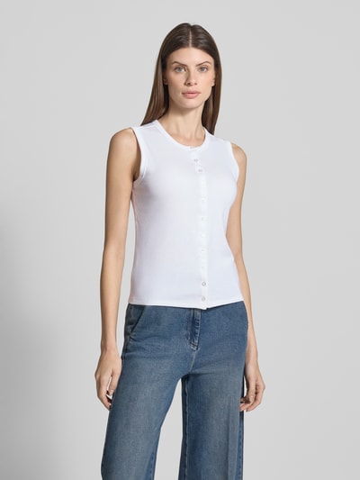 GAP Top na ramiączkach z prążkowaniem i listwą guzikową Biały 4