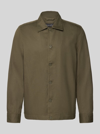 Produktfoto, Regular Fit Overshirt aus Lyocell-Leinen-Baumwoll-Mix von Marc O’Polo, unifarben, Knopfleiste, langarm, glatte Textur