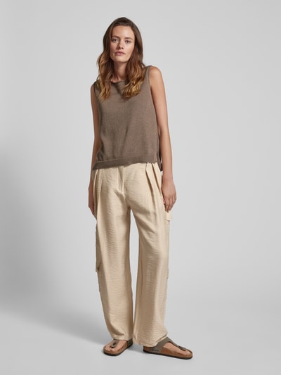 Mango Hose aus Viskose-Mix in unifarbenem Design Modell 'UTAH' Beige 1