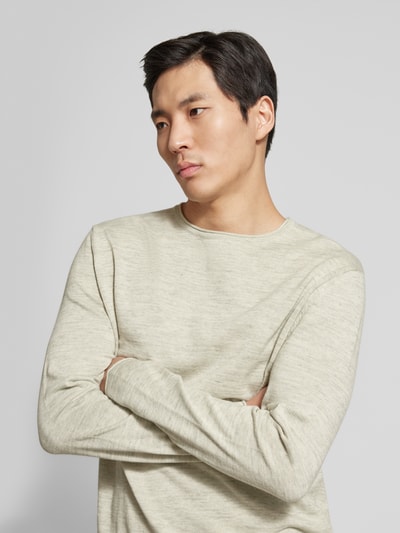 Tom Tailor Regular Fit Strickpullover aus Baumwoll-Mix Modell Space dye' Schilf Melange 3