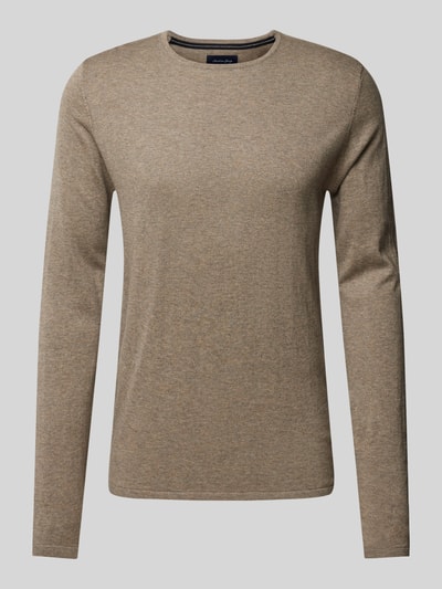 Christian Berg Men Strickpullover mit Rundhalsausschnitt Taupe Melange 2