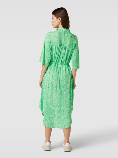 Soft Rebels Midi-jurk met all-over motief, model 'Briella' Neon groen - 5