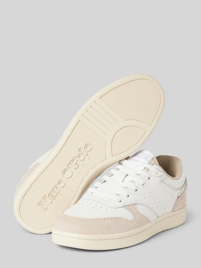 Marc O'Polo Lage sneakers met details van wildleer Zand - 4