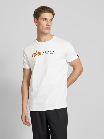 Alpha Industries T-shirt z nadrukiem z logo Biały 4