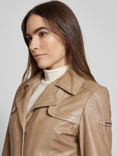 Cabrini Lederjacke mit Bindegürtel Offwhite 3