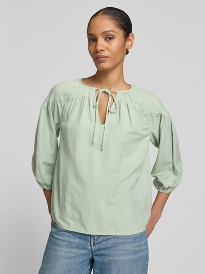 Vila Regular fit blouse met V-hals, model 'PRISILLA' Rietgroen - 3