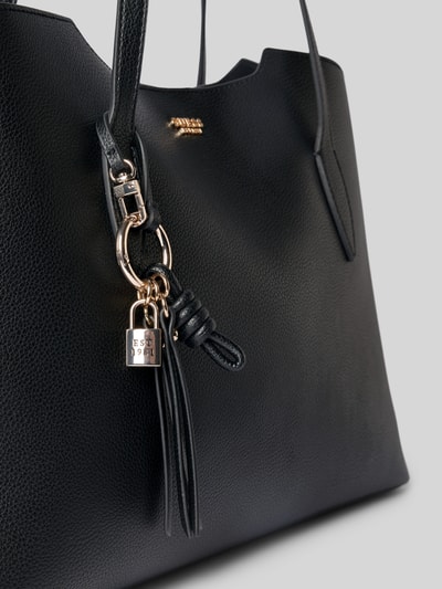 Productfoto, 2-in-1-shopper met uitneembare binnenzak van GUESS, zwart met gouden labelapplicatie, schouderband, model 'ECO MELODY', hoofdvak met magneetsluiting, maat 44x28x15 cm, bandlengte 76 cm, zichtbare grove structuur