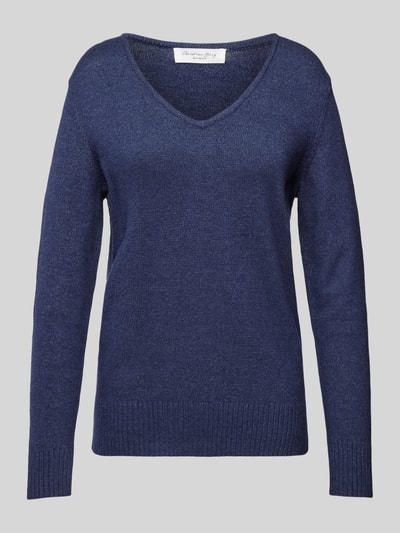 Christian Berg Woman Gebreide pullover met afgeronde V-hals Donkerblauw - 2