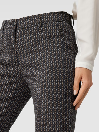 Brax Stoffen broek in verkort design met all-over motief Olijfgroen - 3