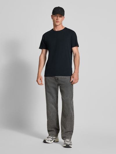 Superdry T-shirt met geribde ronde hals Zwart - 1