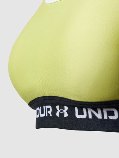 Under Armour Sportbeha met elastische band met label, model 'Crossback' Mosterdgeel - 2