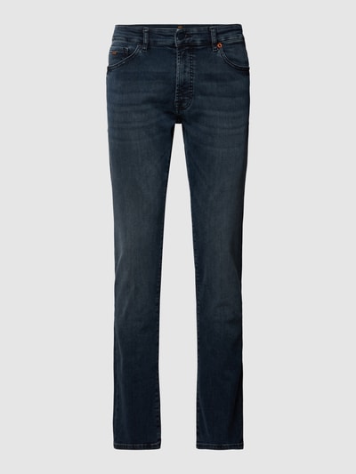 BOSS Orange Regular fit jeans met labeldetail, model 'MAINE' Rookblauw - 2