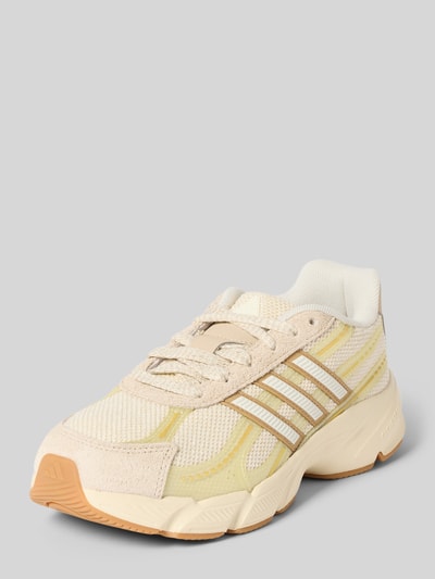 Produktfoto, Low Top Sneaker mit Velours-Optik-Details Modell 'TECHNOCHAOS 2000' von adidas Sportswear, mehrfarbig, Textil-Mix, strukturierte Sohle, abgerundete Schuhspitze, flache Absatzform, Logoapplikation, Schnürung