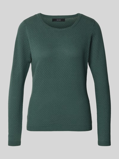 Vero Moda Regular Fit Strickpullover aus reiner Baumwolle Modell 'CARE' Dunkelgruen 2