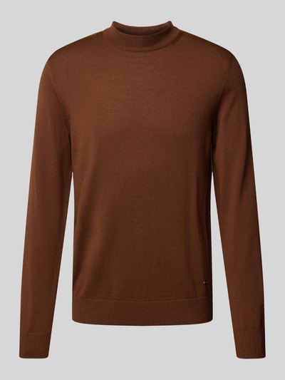 JOOP! Collection Gebreide pullover van scheerwol met opstaande kraag, model 'Davide' Hazelnoot - 2