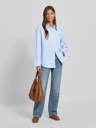 Tom Tailor Regular Fit Hemdbluse aus Lyocell-Baumwoll-Mix Hellblau 1