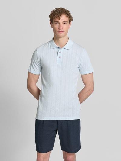 Lindbergh Regular Fit Poloshirt mit kurzer Knopfleiste Hellblau 4