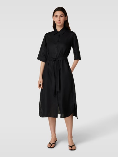 MaxMara Leisure Hemdblusenkleid mit Taillenband Modell 'PRUGNA' Black 4