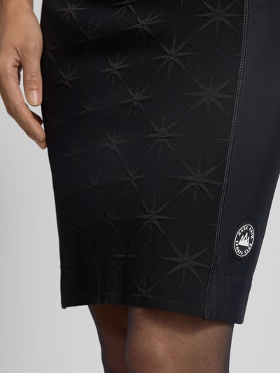 Marc Cain Spódnica z mieszanki wiskozy z aplikacją z logo Czarny 3