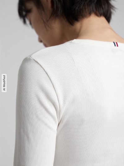 Tommy Jeans Bluzka z długim rękawem z dekoltem henley Biały 3