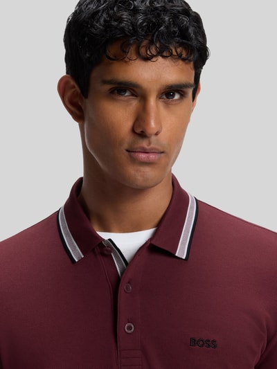 BOSS Green Regular Fit Poloshirt aus reiner Baumwolle Modell 'Plisy' Bordeaux 3