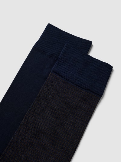 Christian Berg Men Socken mit Hahnentrittmuster im 2er-Pack Marine 2