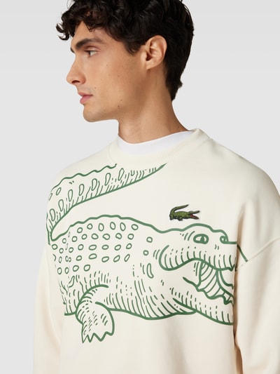 Lacoste Oversized Sweatshirt mit Label-Patch Offwhite 3