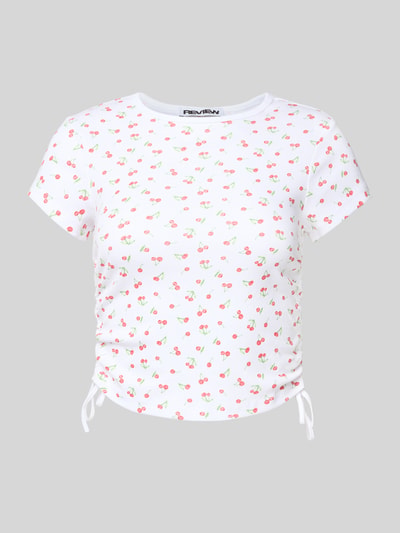 REVIEW Cropped T-Shirt mit Raffungen Weiss 2
