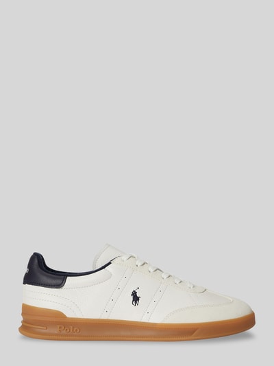 Produktfoto, Low Top Sneaker aus echtem Leder von Polo Ralph Lauren, efekt: jednolity kolor, zaokrąglony czubek, płaska podeszwa, nadruk z logo, wytłaczane logo, wiązanie, fakturowana podeszwa, wykończenie materiału: skóra gładka, materiał: naturalna skóra
