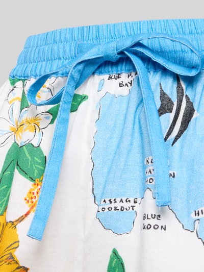 Productfoto, Shorts aus Leinen-Mix van Seafolly, dames short met kleurrijke print, linnenmix met viscose, los model, elastische band en tunnelkoord