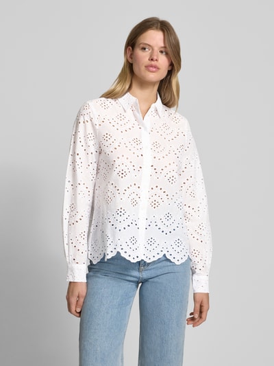 Pieces Regular fit blouse met lange mouwen van puur katoen, model 'VILDE' Wit - 4