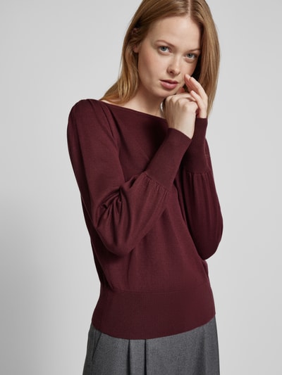 Zero Gebreide pullover met boothals Bordeaux - 3