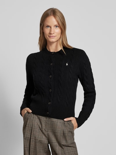 Polo Ralph Lauren Wollcardigan mit Zopfmuster Black 4