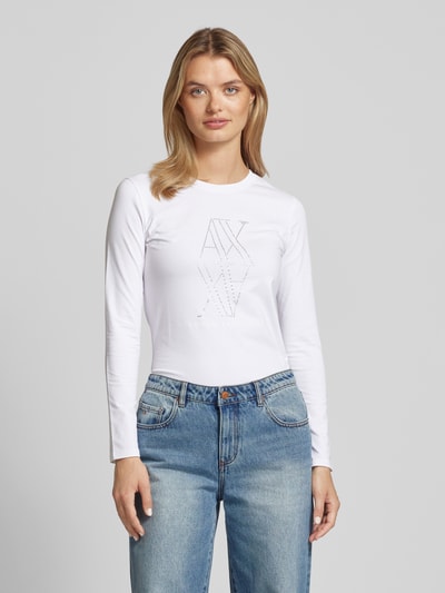 ARMANI EXCHANGE Shirt met lange mouwen en strass-steentjes Offwhite - 4