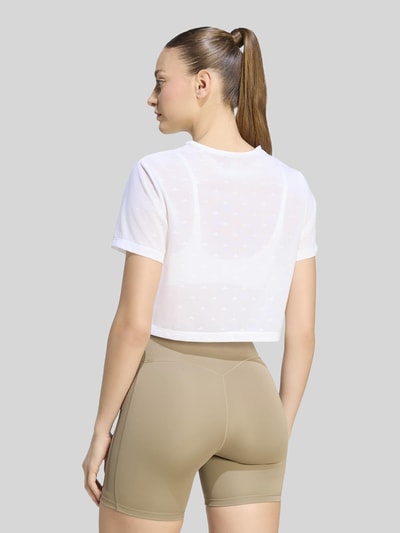 adidas Training Cropped Fit Sport-T-Shirt mit Logo-Prägungen Weiss 4