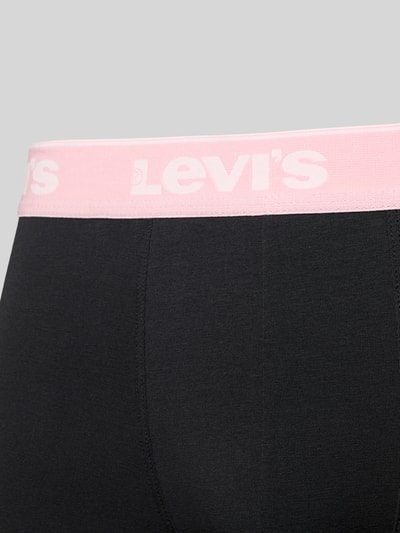 Produktfoto, Trunks aus Baumwoll-Mix im 3er-Pack von Levi's®, unifarbene Optik, Label-Bund, elastisch, Stoff glatt, Nahaufnahme Bund