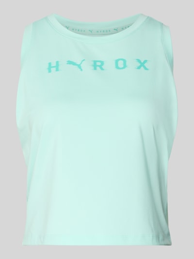 Produktfoto, PUMA x HYROX - Crop Top mit Label-Print von PUMA, mintgrün, runder Halsausschnitt, Material-Mix mit Stretch, Regular Fit