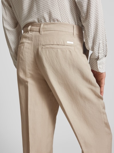 ARMANI EXCHANGE Tapered Fit Leinenhose mit Bügelfalten Beige 3